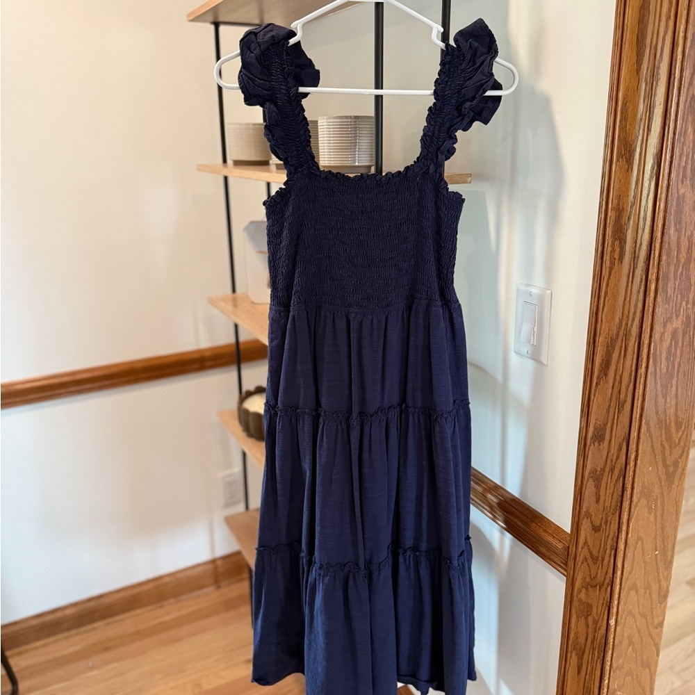 Pinch Navy Ruffled Midi Dress